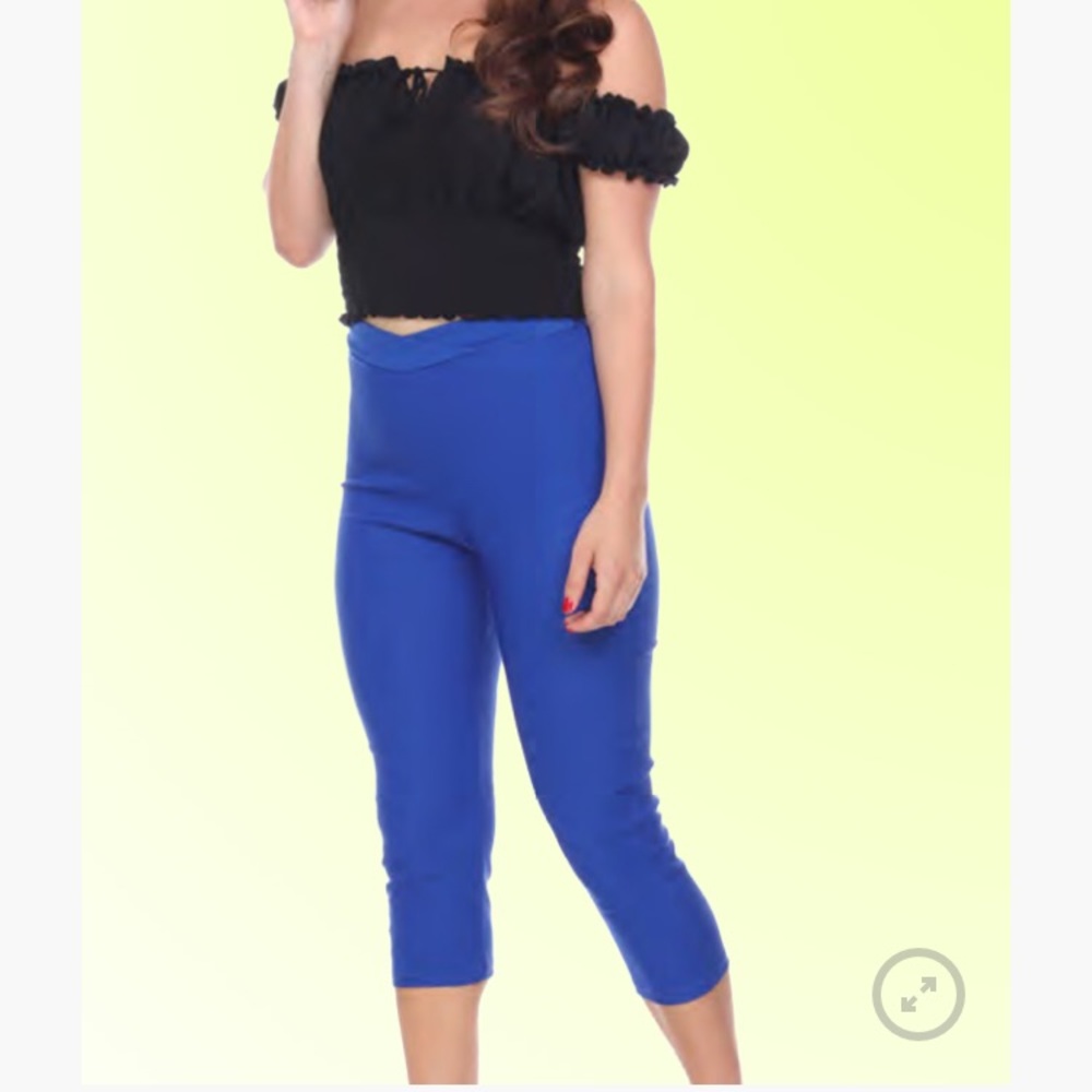 Bettie Page Cropped Stretch Capri Pant size 4 Blue
